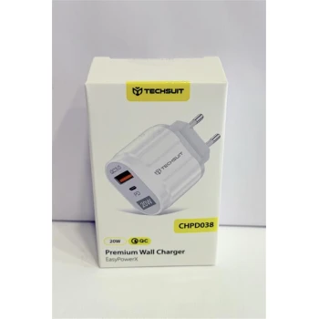 Techsuit - Wall Charger Premium EasyPowerX (CHPD038) - USB-A, QC 3.0, USB-C, 20W