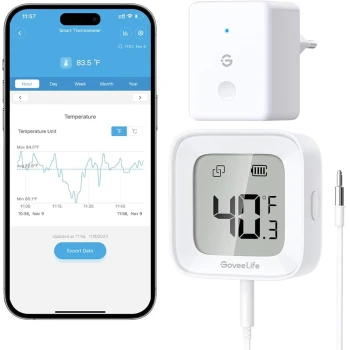 Termometru smart GOVEELIFE R1 model H5108, H5151, alerta de temperaturra, instalare magnetica, conexiune wireless, senzor de sensibiltate ridicata