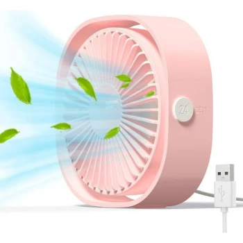 USB Fan Mini Portable Fan Silent Fan Desk Fan 3 Speeds Adjustable USB Powered, for Home and Office(Pink)