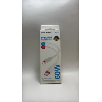 Borofone - Data Cable Beneficio Series (BX110) - Premium Line, Type-C to Type- C, High-quality, Fast Charging, 60W, 1m - White
