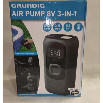 Grunding - Pompa Electrica - 8V 2600mAh Lanterna 150PSI, 10.3 Bari - EAN5407012600542
