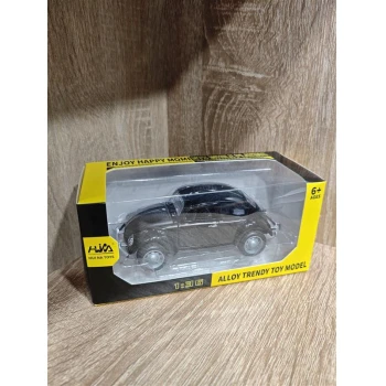 Masinuta clasica metalica neagra pull back 1:36, model vintage VW Beetle