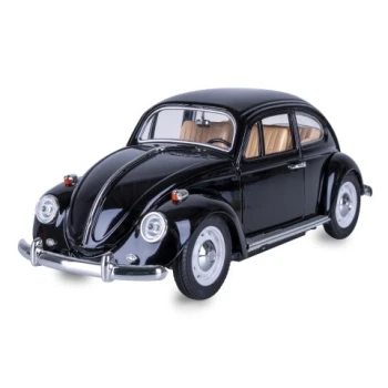 Masinuta clasica metalica neagra pull back 1:36, model vintage VW Beetle