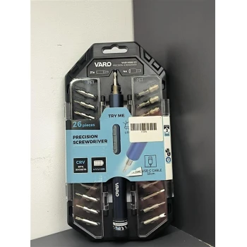 Varo - VAR10080 - Surubelnita Electrica, 21 Capete,Cablu de incarcare Inclus - Blue
