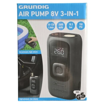 Grunding - Pompa Electrica - 8V 2600mAh Lanterna 150PSI, 10.3 Bari - EAN5407012600542