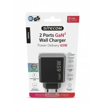 Sitecom - 2 ports Incarcator GaN 65W