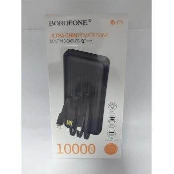 Borofone - Power Bank Clever Series (BJ79) - with Built-in 3x Cable USB USB- C Lightning Indicator 10 000 mAh